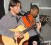Six Strings and Vinyl, consisting of Fran Snyder, left, and Dj MVP, played for the lunch crowd Wednesday during Live at Lunch.  The University Program Boards Center Stage Committee hosted the event.